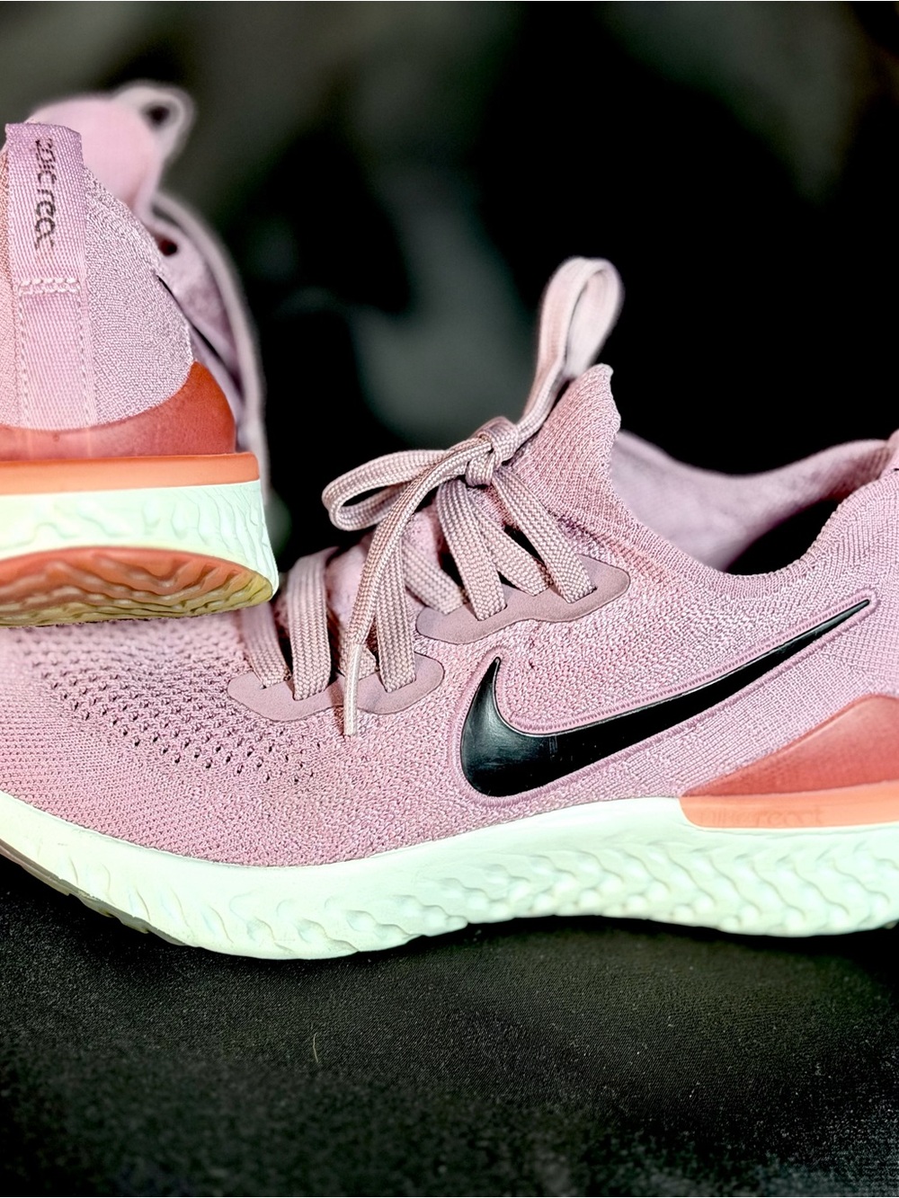 Nike Epic React Flyknit 2 Running Plum Dust &Coral Ember Glow Sz 7